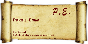 Paksy Emma névjegykártya
